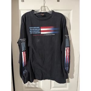 Harley Davidson Shirt Sz XL Long Sleeve USA Made American Pride Y2K